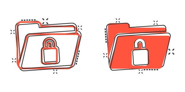 Icono de permiso de carpeta de archivos en estilo cómico Acceso a documentos ilustración vectorial de dibujos animados sobre fondo aislado Efecto de salpicadura de archivo secreto signo concepto de negocio