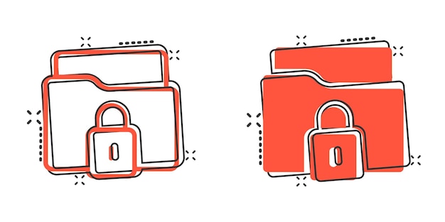 Icono de permiso de carpeta de archivos en estilo cómico Acceso a documentos ilustración vectorial de dibujos animados sobre fondo aislado Efecto de salpicadura de archivo secreto signo concepto de negocio