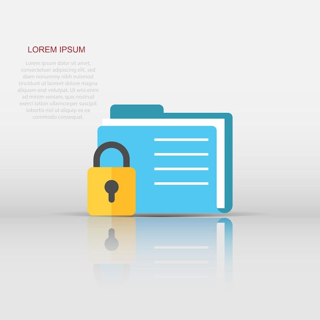 Icono de permiso de carpeta de archivos en estilo plano Ilustración de vector de acceso a documentos en concepto de negocio de signo de archivo secreto de fondo aislado