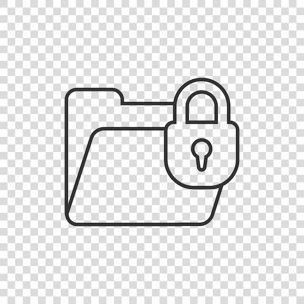 Icono de permiso de carpeta de archivos en estilo plano Ilustración de vector de acceso a documentos en concepto de negocio de signo de archivo secreto de fondo aislado