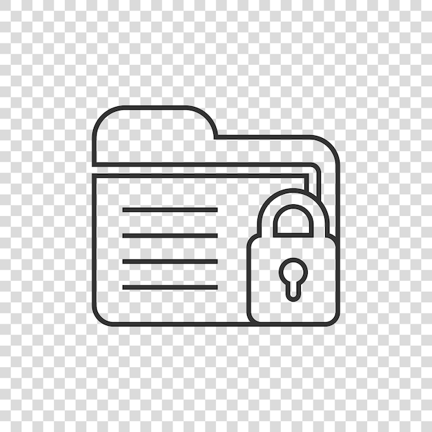 Ícono de permiso de carpeta de archivos en estilo plano Ilustración vectorial de acceso a documentos en fondo aislado Concepto de negocio de signo de archivo secreto