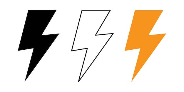 El icono del perno de iluminación establece el vector sobre un fondo blanco