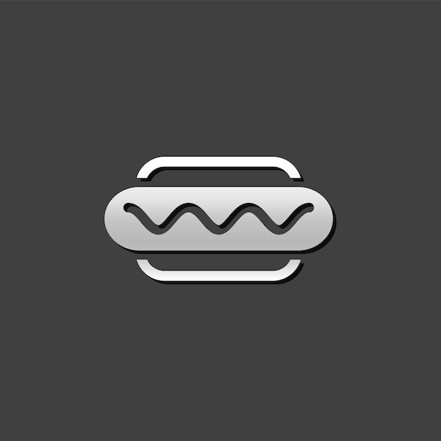 Icono de perrito caliente en el estilo de color gris metálico comida rápida chatarra estadounidense