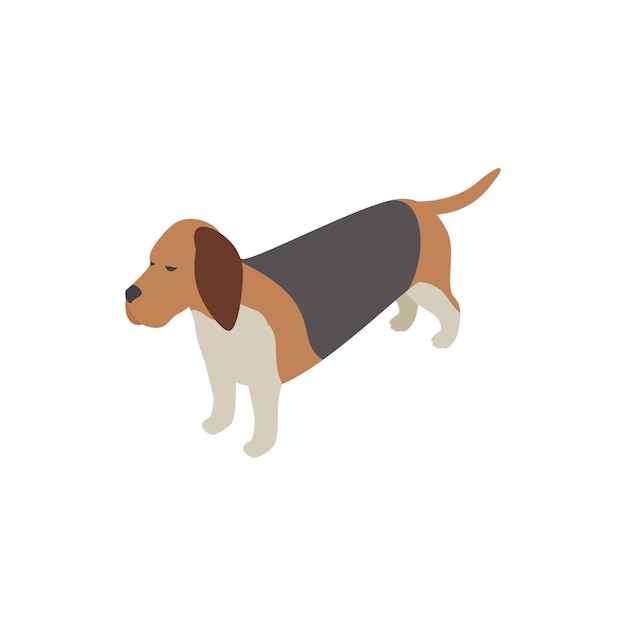 Vector icono de perro basset hound en estilo isométrico 3d aislado sobre fondo blanco símbolo de animales