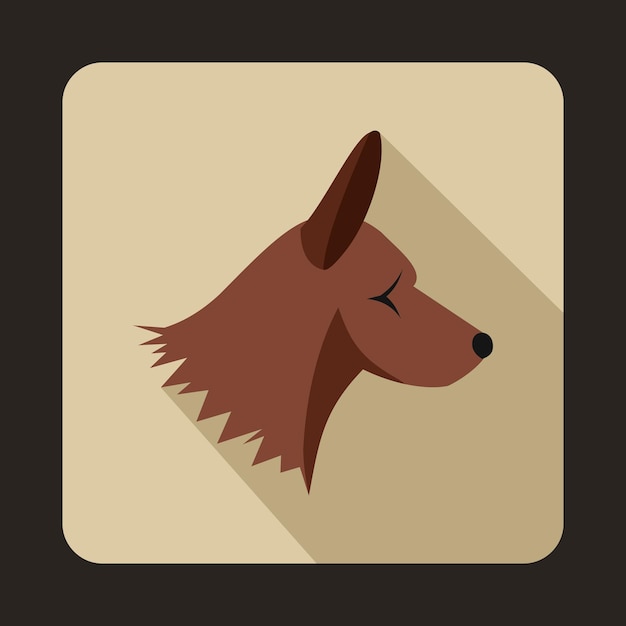 Vector icono de perro collie en estilo plano con sombra larga símbolo de animales