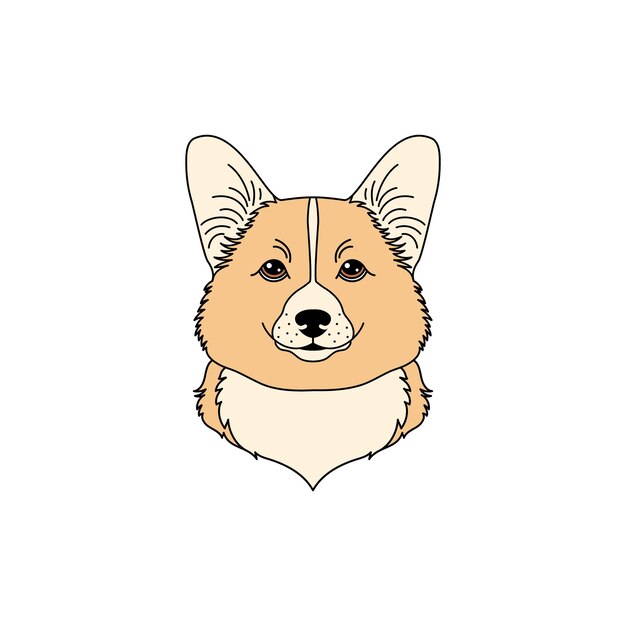 Icono de perro corgi galés en estilo plano lineal sobre fondo blanco