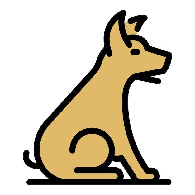 Icono de perro sentado Contorno de perro sentada Icono vectorial de color plano aislado