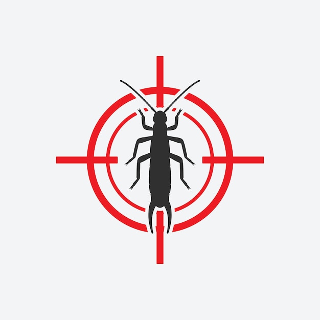 Vector el icono de la perruca roja es el objetivo del signo de control de plagas de insectos.