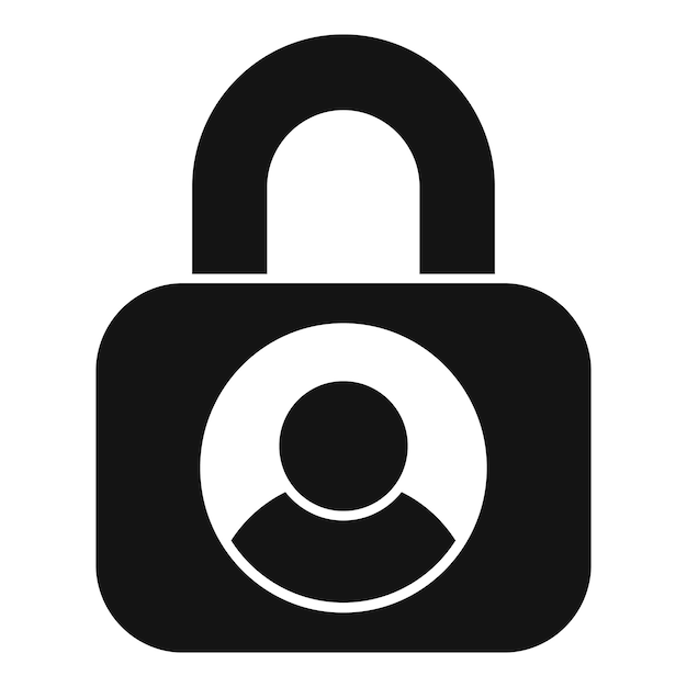 Icono de persona de bloqueo de datos vector sencillo Scan de firma