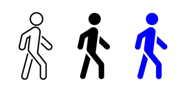 Icono de persona caminando Ilustración vectorial de hombre caminando Signo peatonal Pictograma humano