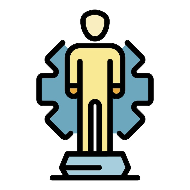 Icono de persona y engranaje Contorno de persona y icono de vector de engranaje color plano aislado