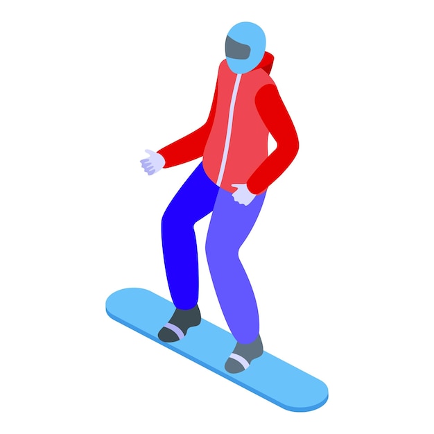 El icono de la persona de snowboard es el vector isométrico de la temporada disfruta de la diversión