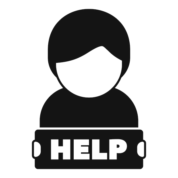 Icono de persona sosteniendo un cartel pidiendo ayuda