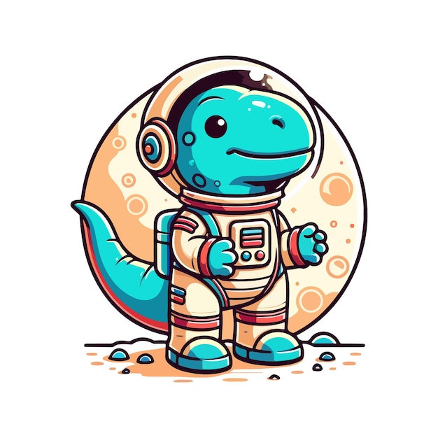 icono de personaje bonito dinosaurio astronauta