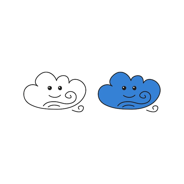 Icono de personaje feliz de nube de doodle