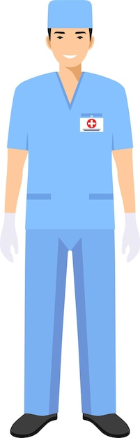 Icono de personaje de joven médico de emergencia hombre en ilustración vectorial de estilo plano