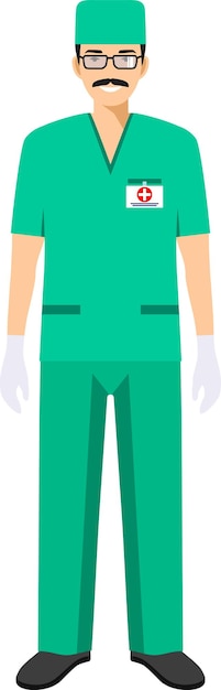 Icono de personaje de joven médico de emergencia hombre en ilustración vectorial de estilo plano