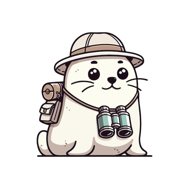 Vector icono de personaje lindo explorador de focas