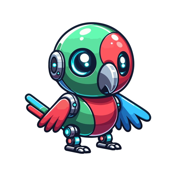 Vector icono personaje lindo loro cyborg