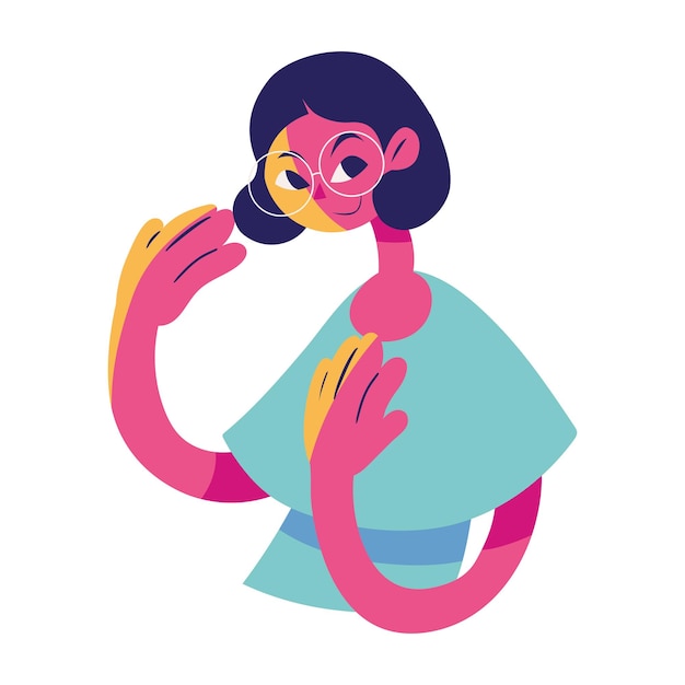 icono de personaje de mujer joven aislado