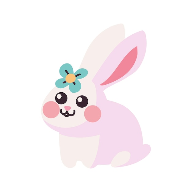 Icono de personaje de primavera de conejo aislado