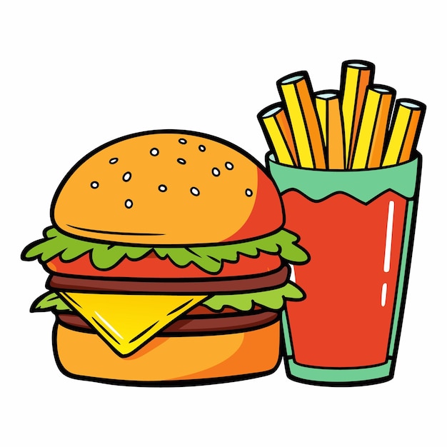 El icono de los personajes de dibujos animados de comida rápida Pizza taco hamburguesa patatas fritas sopa de fideos ramen h