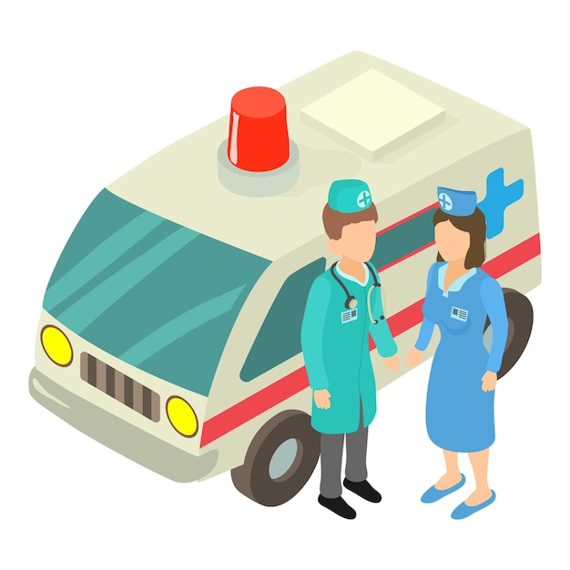 Vector icono de personal de ambulancia ilustración isométrica del icono de vector de personal de ambulancia para web