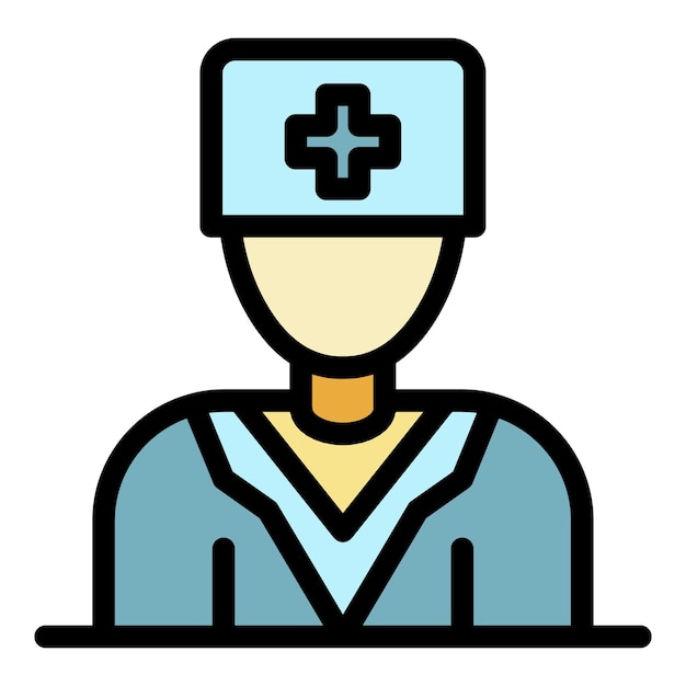Icono de personal médico Contorno de personal médico Icono vectorial de color plano aislado
