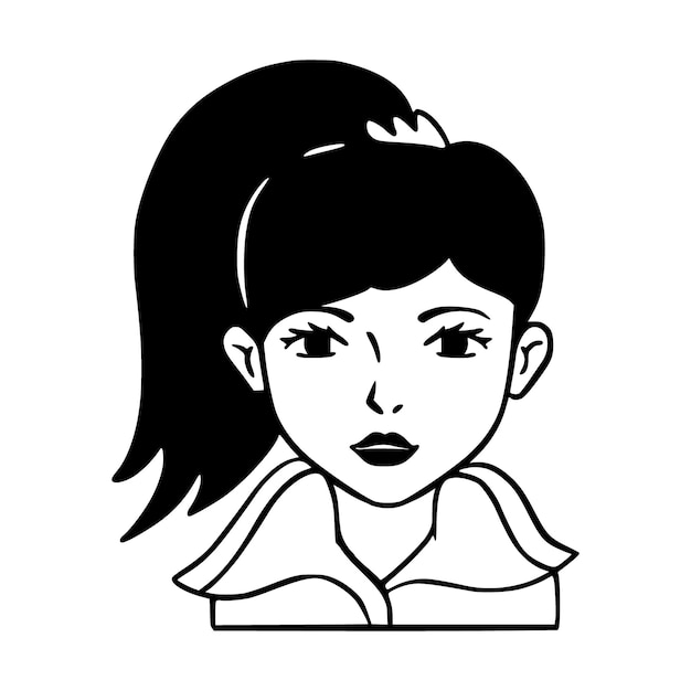 Icono de personas avatar Niña Avatar Doodle Ilustración vectorial de personajes para redes sociales y redes
