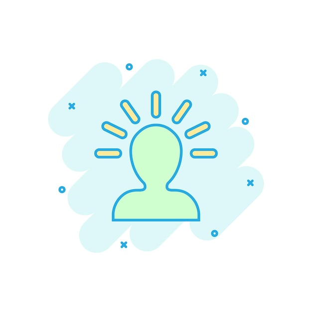 Icono de personas mentales en estilo cómico Vector de frustración humana Ilustración de dibujos animados Pictograma de pensamiento mental Concepto de negocio Efecto de salpicaduras