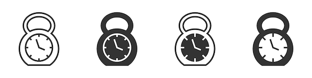 Icono de pesas rusas con un reloj dentro de ilustración vectorial