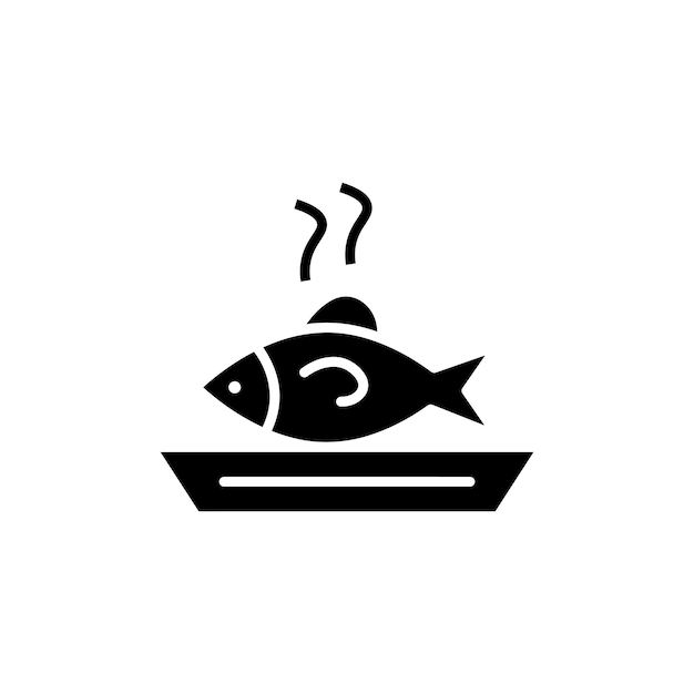 Icono de pescado cocido aislado sobre fondo blanco