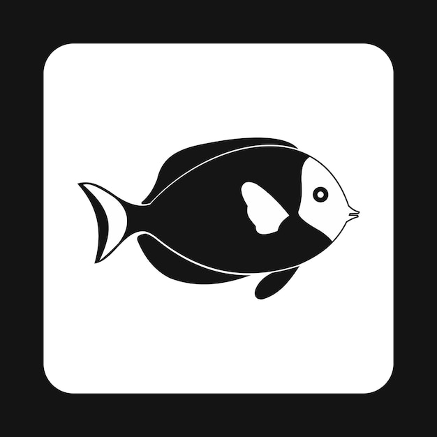 Icono de pez cirujano en estilo simple aislado sobre fondo blanco Símbolo del entorno acuático de los habitantes