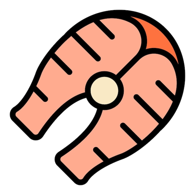 Icono de pez cortado Ilustración del contorno del icono vectorial de pescado cortado Color plano aislado en blanco