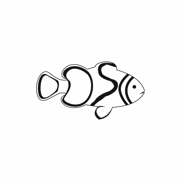 Icono de pez en estilo simple aislado sobre fondo blanco