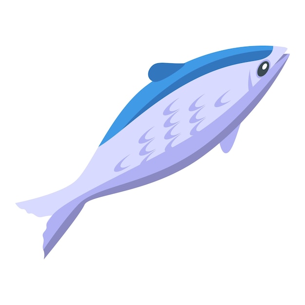 Icono de pez sardina vector isométrico Naturaleza de mariscos Iwashi seco