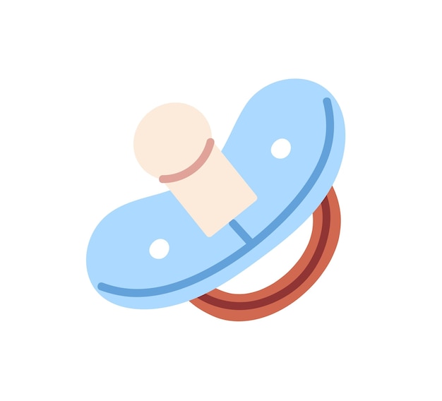 Icono de pezón azul lindo chupete de silicona o goma para recién nacidos, bebés, accesorios para el cuidado de bebés, juguetes para niños para amamantar, ilustración vectorial aislada plana sobre fondo blanco