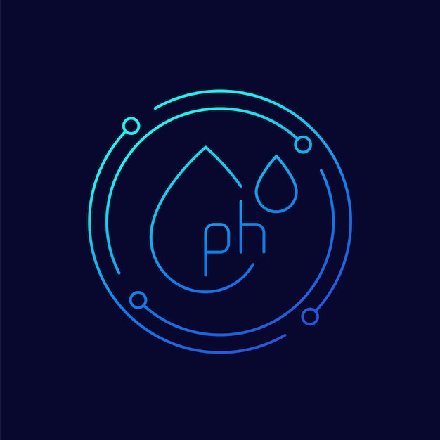 Icono de ph con vector de línea de gotas de agua