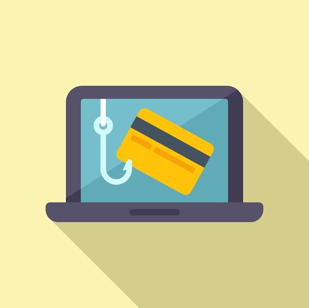 Icono de phishing de datos de computadora portátil vector plano Virus hacker Amenaza informática