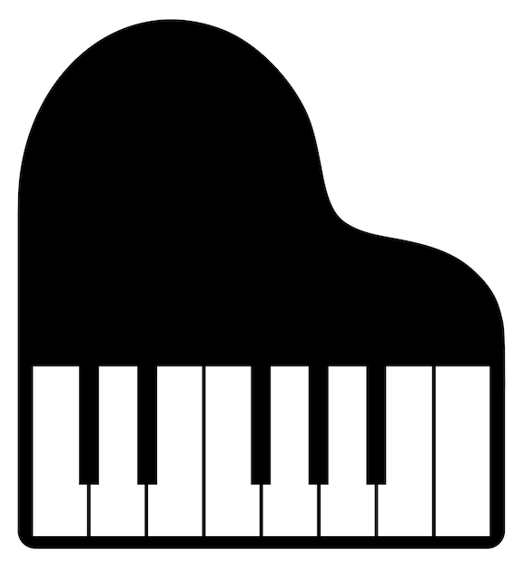 Un icono de piano en blanco y negro