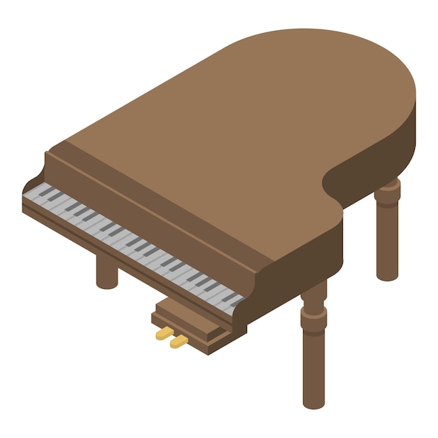 Vector icono de piano de cola antiguo isométrico del icono de vector de piano de cola antiguo para diseño web aislado sobre fondo blanco