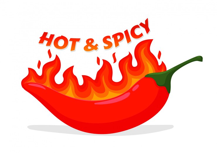 Vector icono picante y picante. vector rojo picante que se siente caliente como un fuego