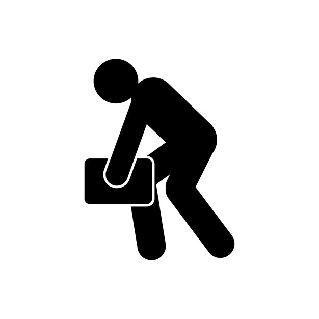 icono de pictograma de una persona que levanta un objeto