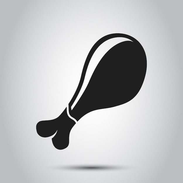 Icono de pierna de pollo en estilo plano Ilustración vectorial del menú de comida rápida en un fondo aislado Concepto comercial de letrero de tambor