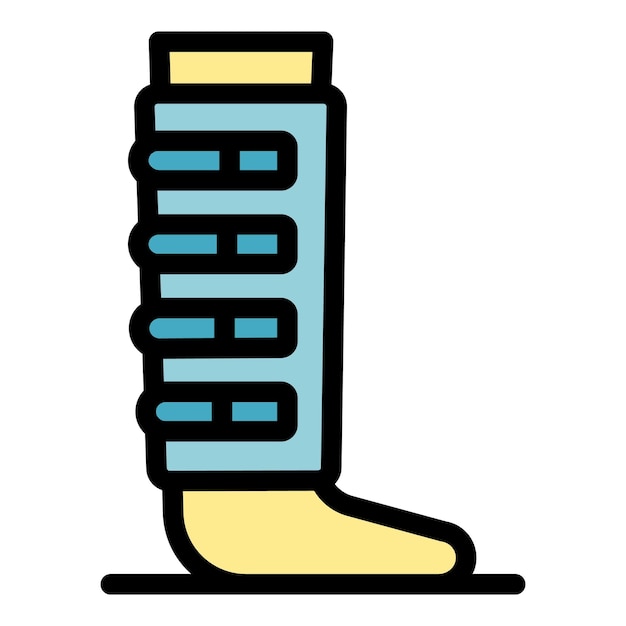 Icono de pierna rota Contorno de la pierna rota Icono vectorial de color plano aislado