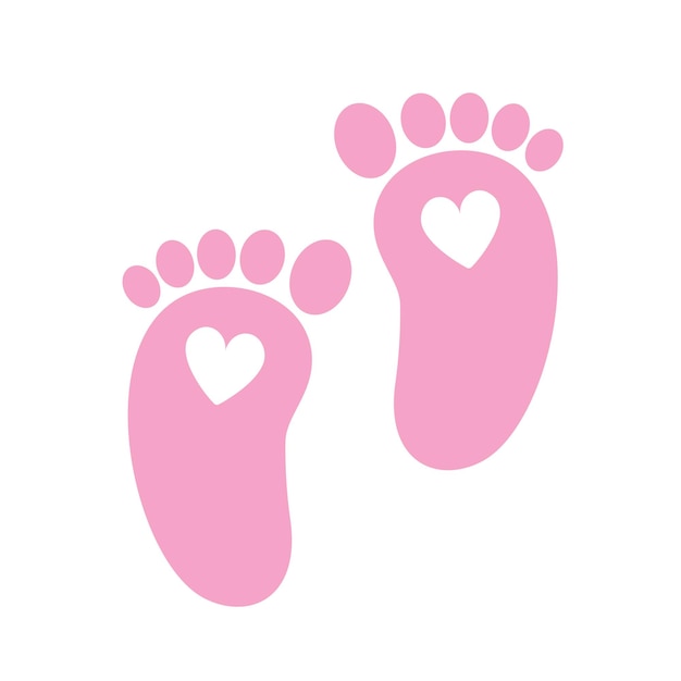 Vector icono de los pies de los bebés con huella rosa
