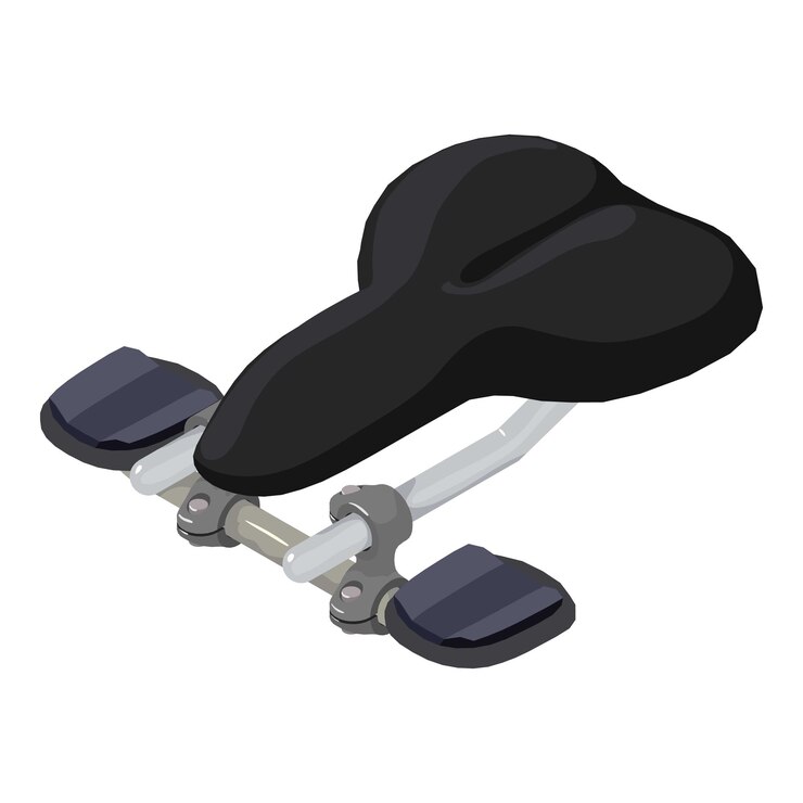 Vector icono de pieza de bicicleta vector isométrico negro nuevo sillín de bicicleta y aerobarras icono repuesto de bicicleta