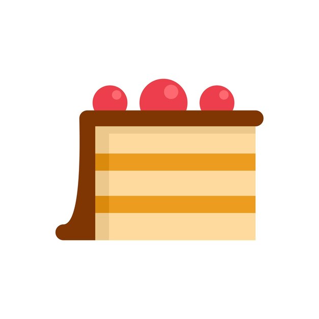 Icono de pieza de pastel de frutas rojas Ilustración plana de icono de vector de pieza de pastel de frutas rojas para diseño web