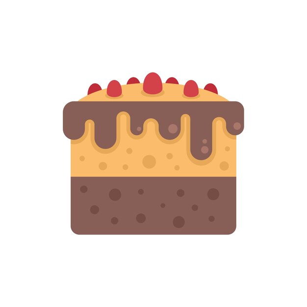 Icono de pieza de pastel vector plano Aniversario de cumpleaños Crema dulce aislada