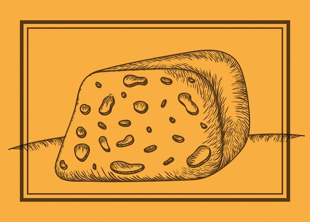 Icono de pieza de queso dibujado